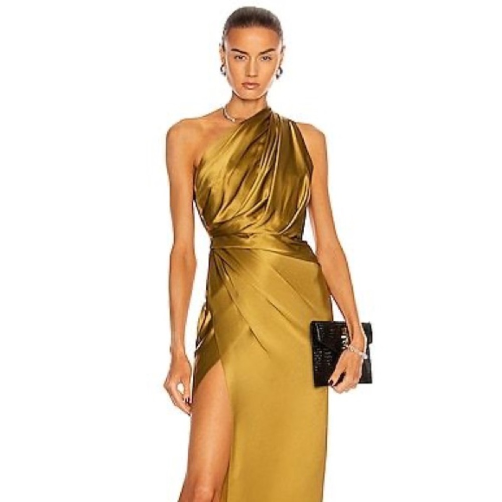 Glamorous One-Shoulder Gold Dress